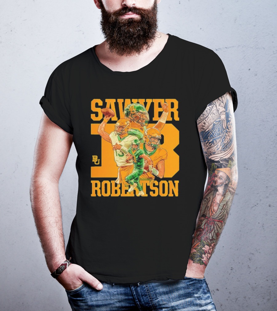 Baylor Bears Sawyer Robertson 13 Football Quarterback BU T-Shirt