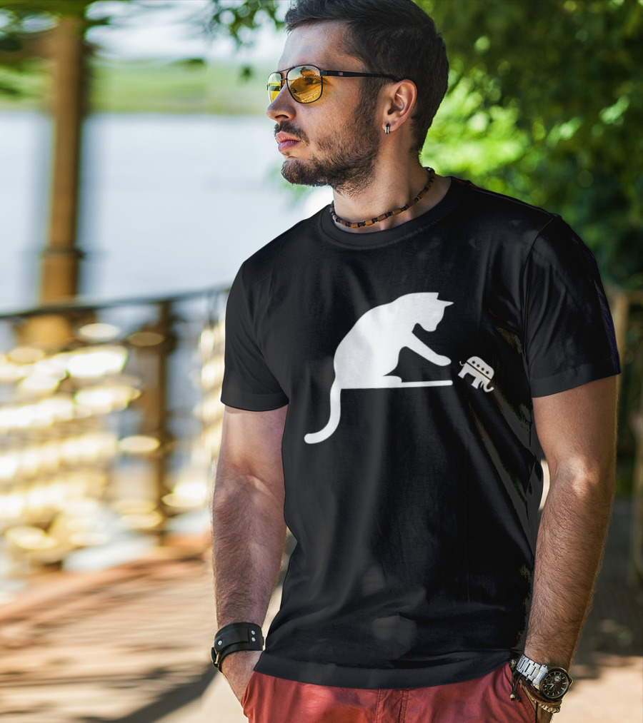 Childless Cat Lady Drop The Hate With Cat Playing With Republican Elephant T-Shirt