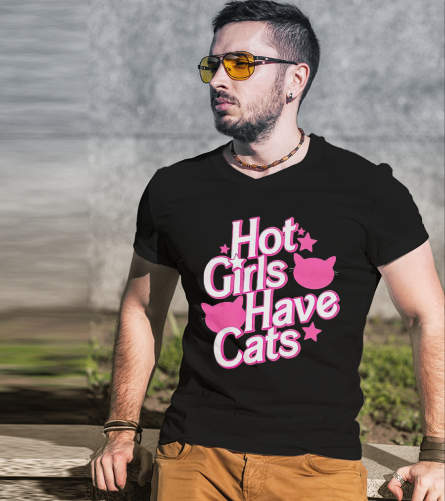 Hot Girls Have Cats Barbie Cats And Stars T-Shirt