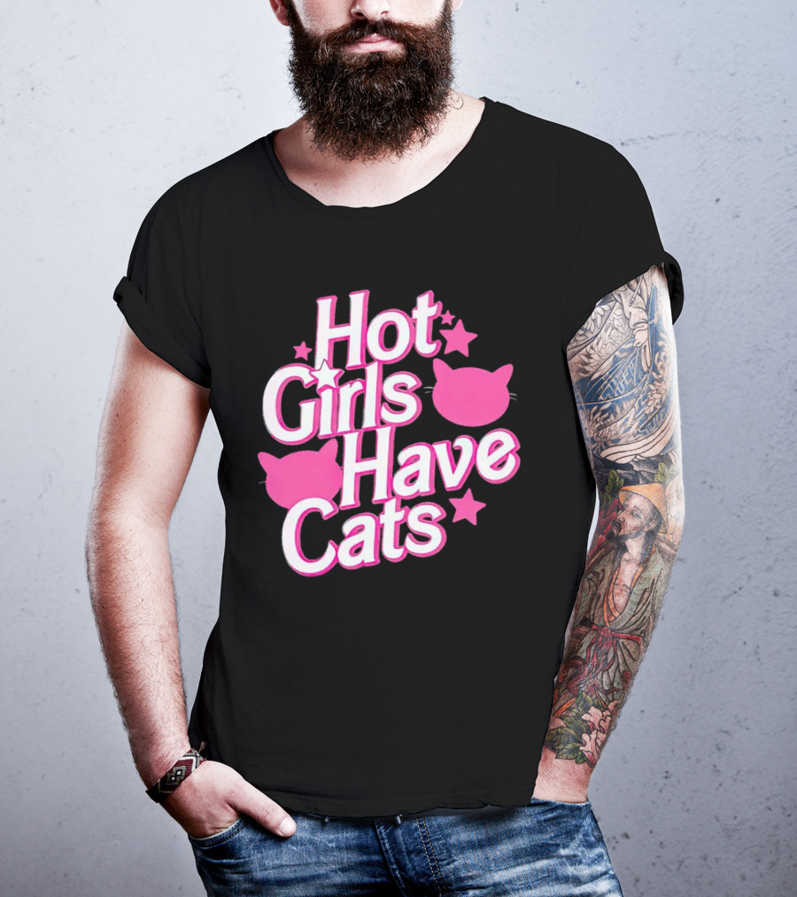 Hot Girls Have Cats Barbie Cats And Stars T-Shirt