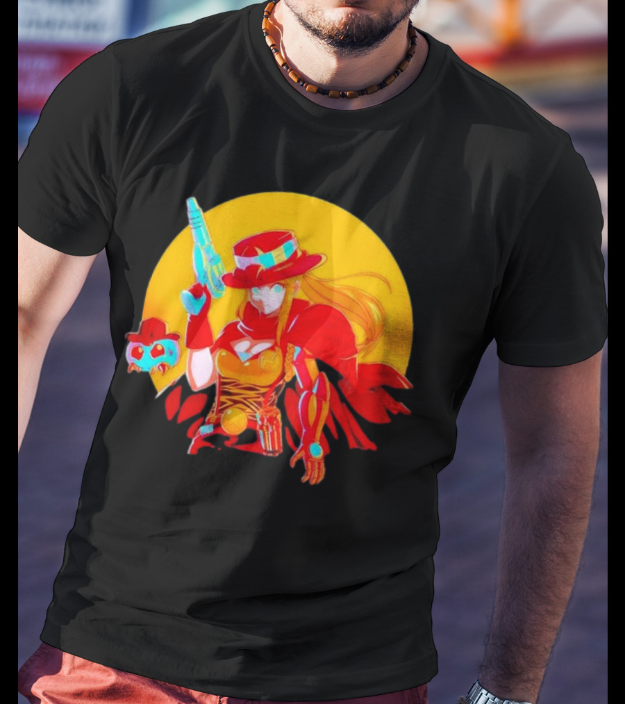 Samus Aran Metroid Marshal With Gun And Hat In Western T-Shirt