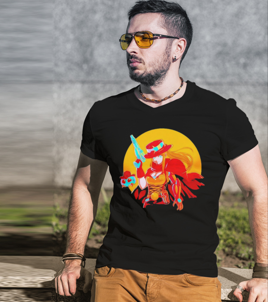 Samus Aran Metroid Marshal With Gun And Hat In Western T-Shirt