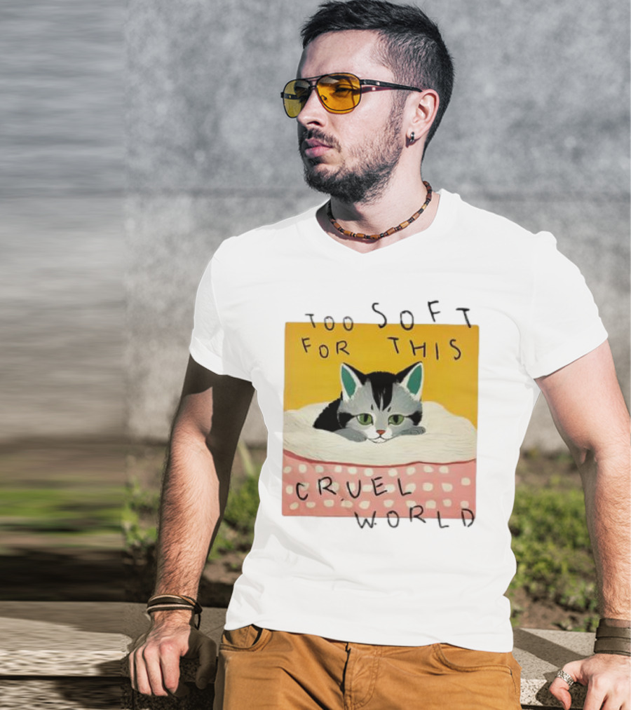 Too Soft For This Cruel World Cat In Cozy Blanket T-Shirt