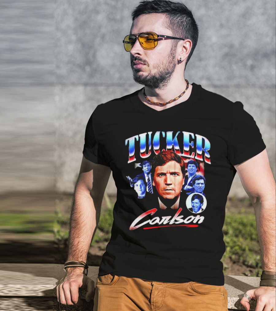 Tucker Carlson Stars And Stripes Faces T-Shirt