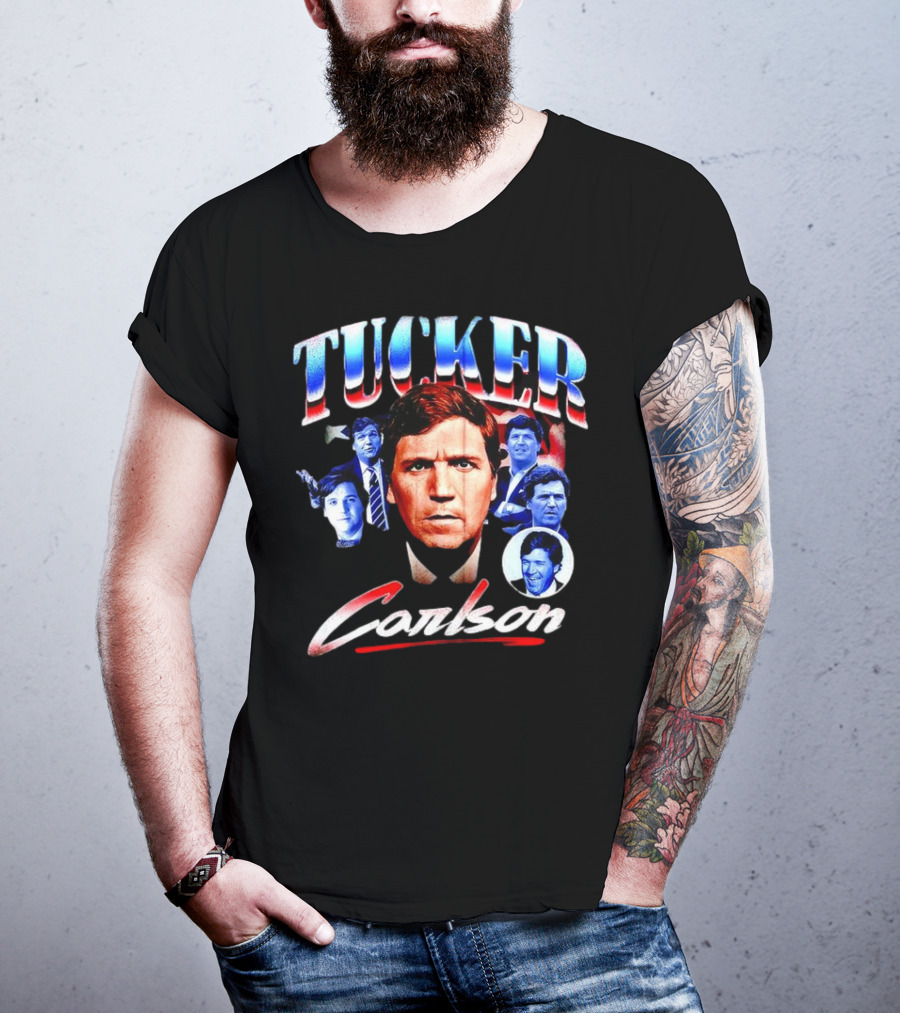 Tucker Carlson Stars And Stripes Faces T-Shirt