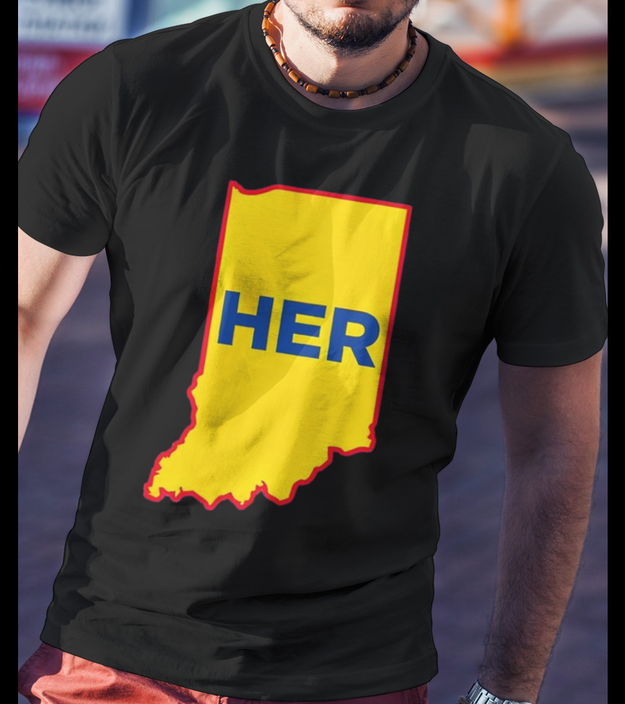 Caitlin Clark Indiana Fever Her State Yellow Map With Blue HER T-Shirt