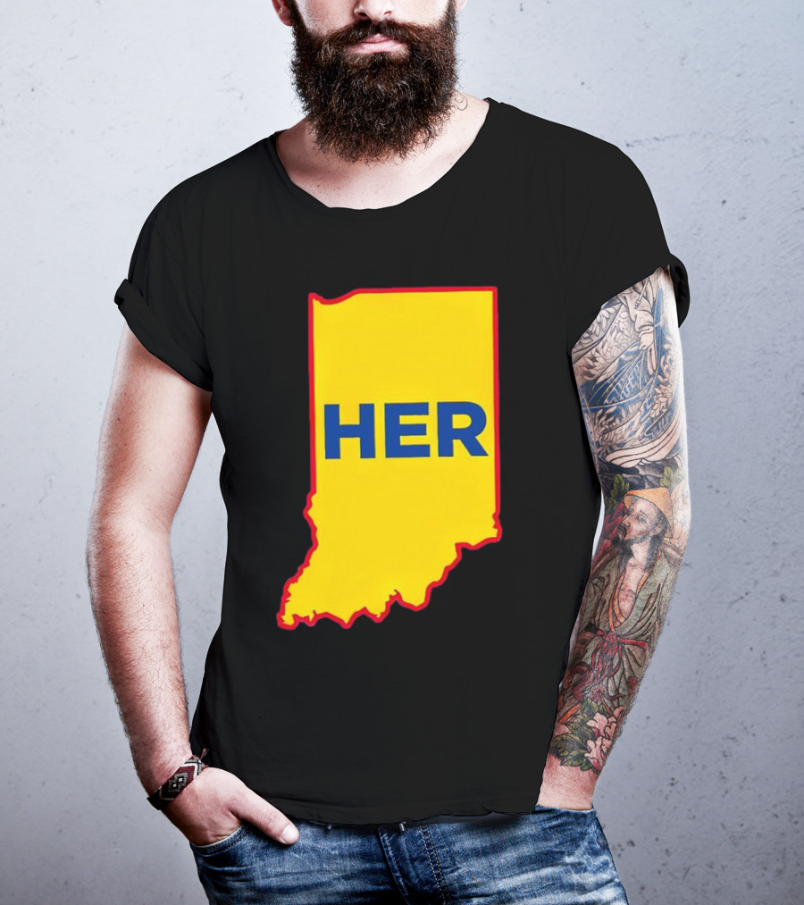 Caitlin Clark Indiana Fever Her State Yellow Map With Blue HER T-Shirt