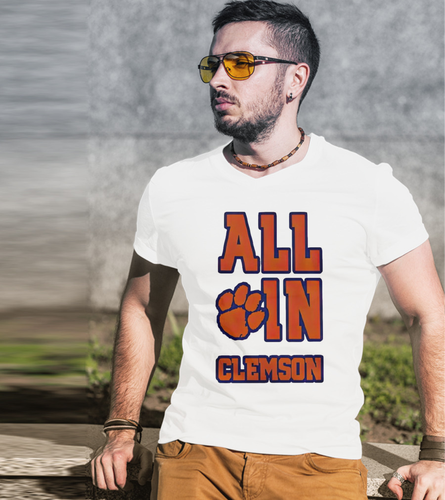 All In Clemson Tigers Football Paw T-Shirt