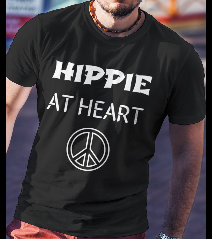Hippie At Heart Peace Symbols Iconic Message T-Shirt