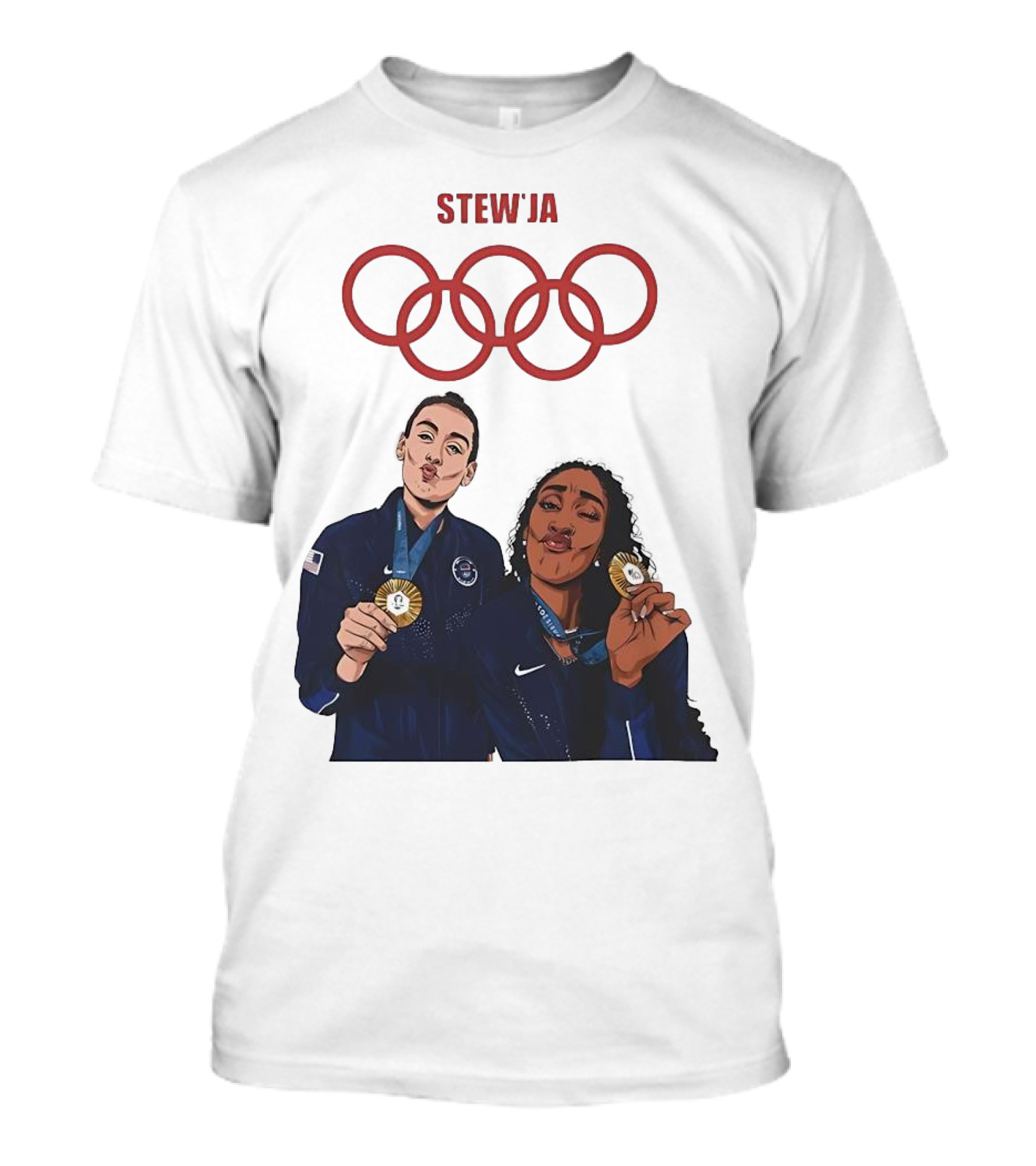 Stewja Olympic Rings A'Ja Wilson Breanna Stewart T-Shirt