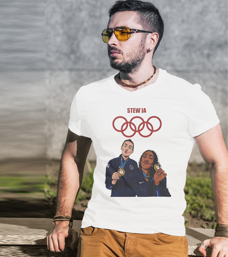Stewja Olympic Rings A'Ja Wilson Breanna Stewart T-Shirt