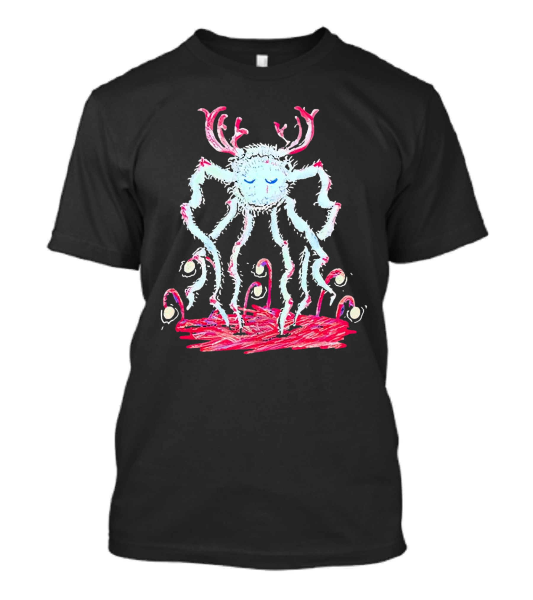 Cavetown Spider Whimsical Creature With Antlers In Pastel Sketch T-Shirt