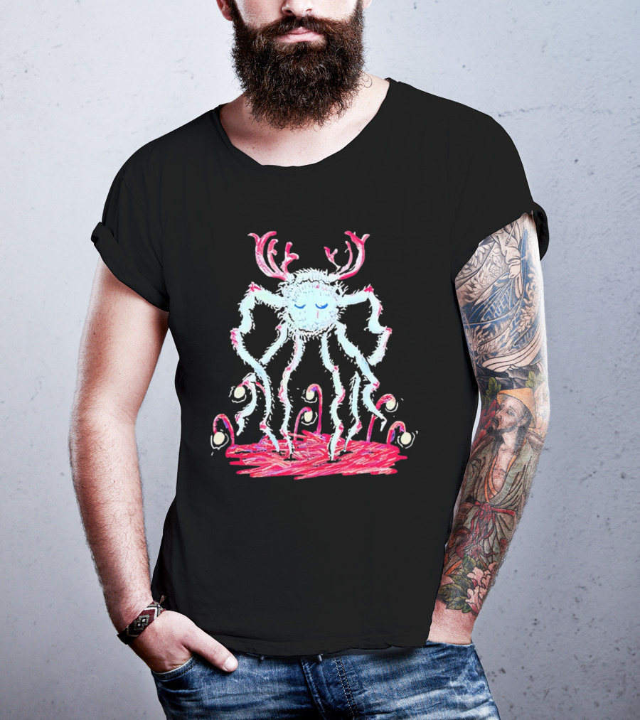 Cavetown Spider Whimsical Creature With Antlers In Pastel Sketch T-Shirt