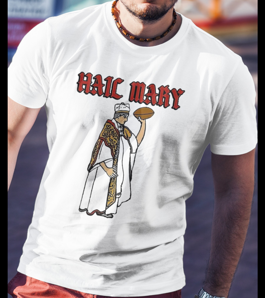 Hail Mary Priest Holding Football T-Shirt