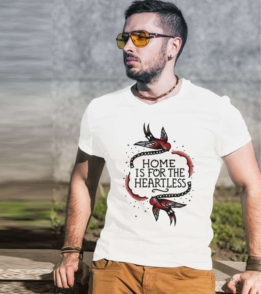 Home Is For The Heartless Red Swallows And Chain T-Shirt