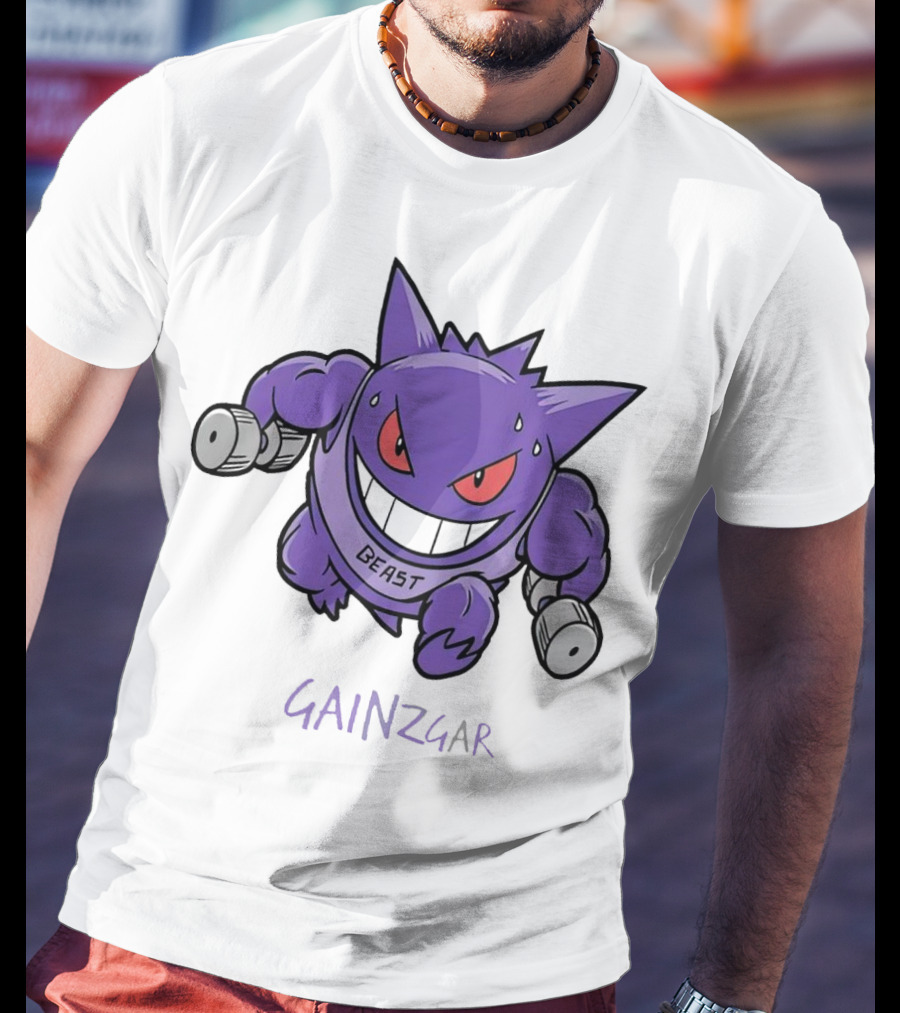 Pokemon Gengar Gainzgar Beast Lifting Dumbbells T-Shirt
