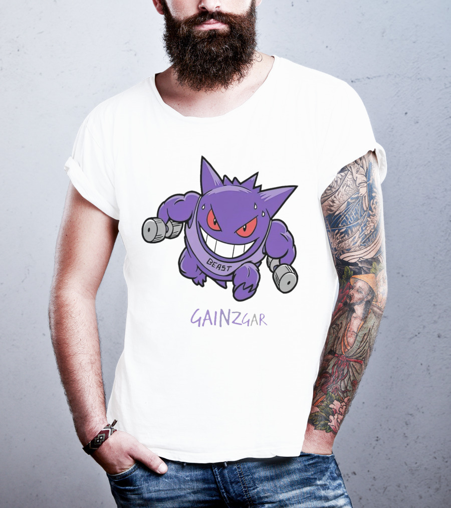 Pokemon Gengar Gainzgar Beast Lifting Dumbbells T-Shirt