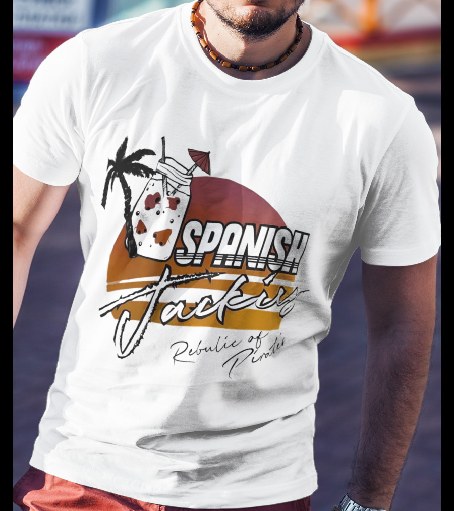 Spanish Jacking Republic Of Pirates Sunset Palm Tropical Drink T-Shirt