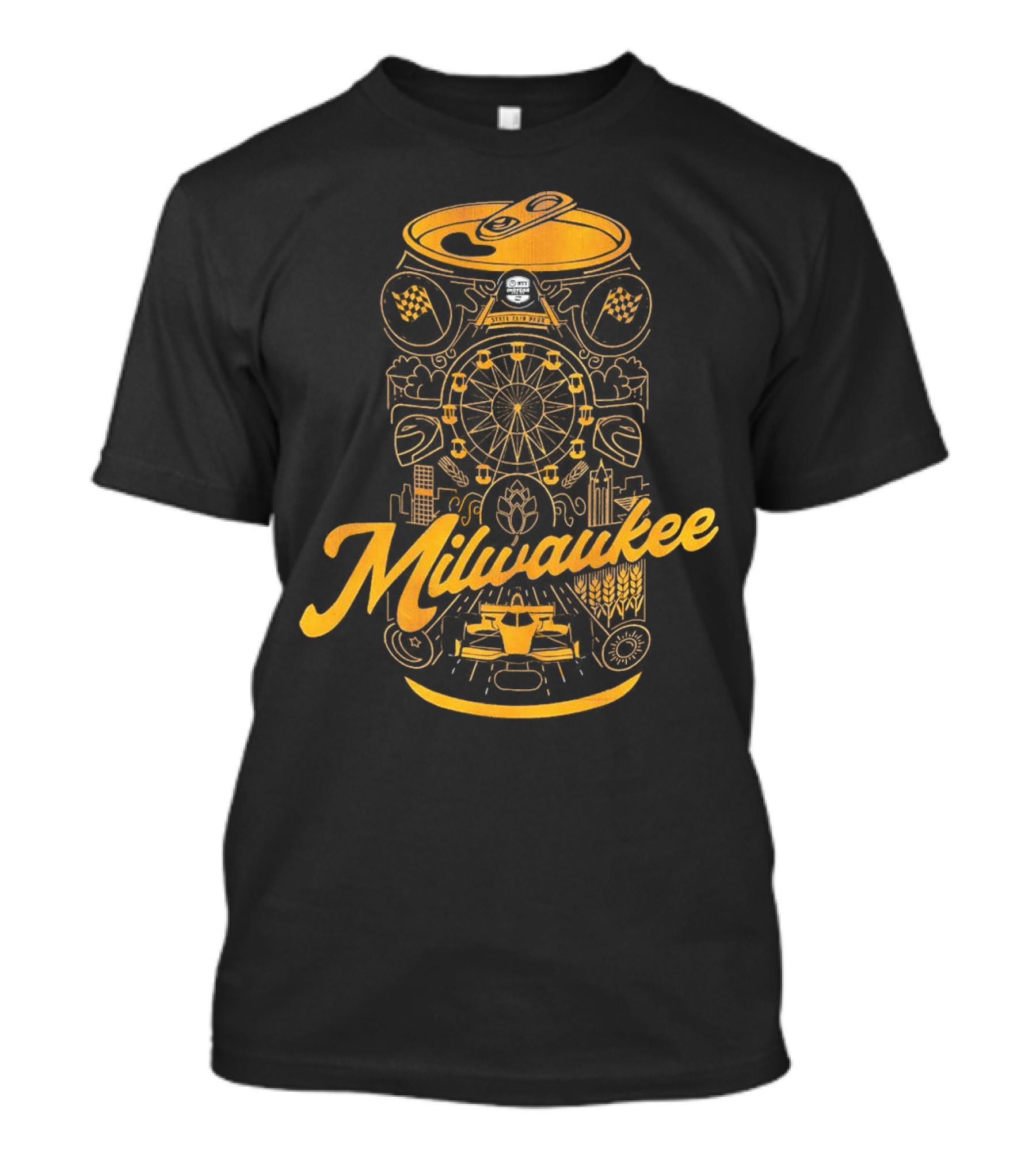 Milwaukee State Fair Park Ferris Wheel And Beer Can T-Shirt