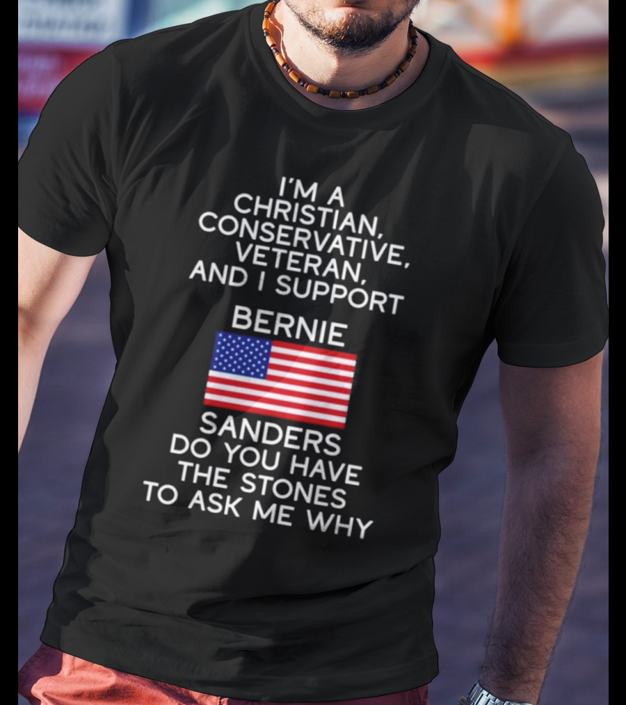 Christian Conservative Veteran Supporting Bernie Sanders American Flag Inquiry T-Shirt