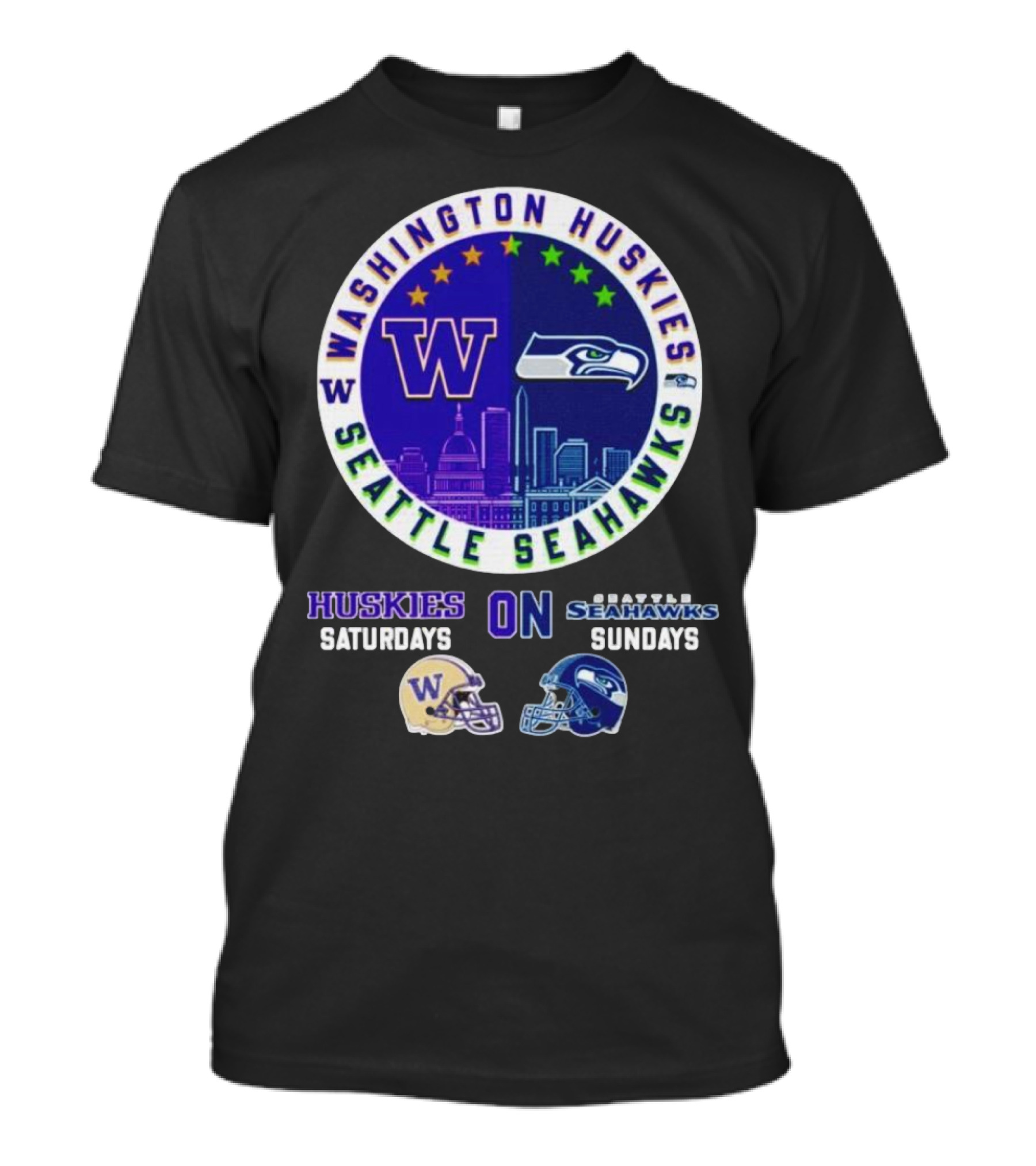 Washington Huskies Seattle Seahawks Huskies On Saturdays Seahawks On Sundays T-Shirt