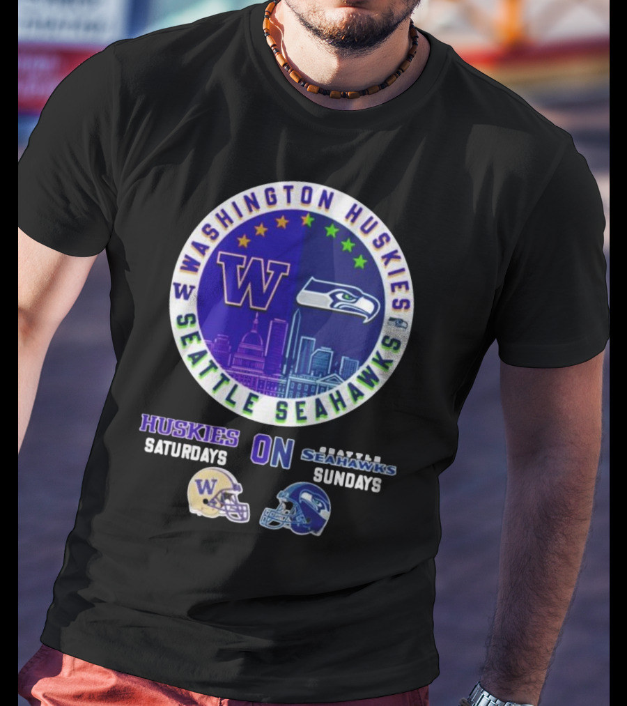 Washington Huskies Seattle Seahawks Huskies On Saturdays Seahawks On Sundays T-Shirt