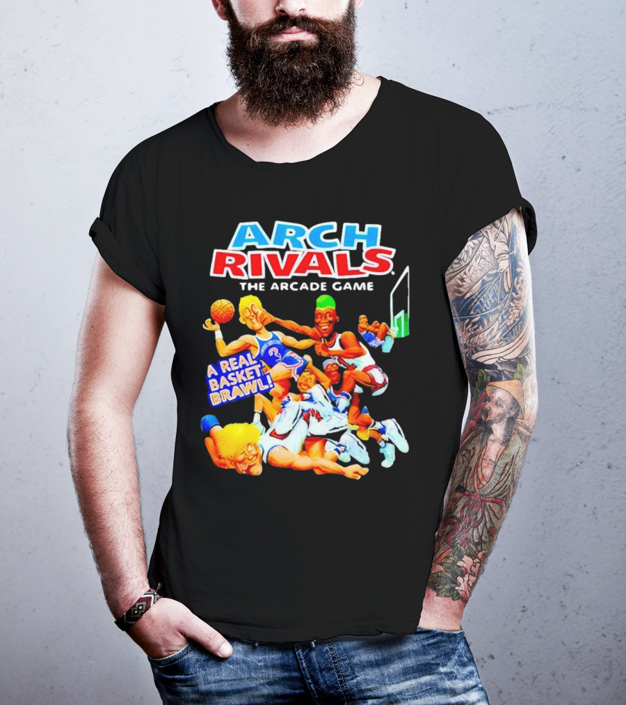 Arch Rivals Arcade Game A Real Basket Brawl Action Scene T-Shirt
