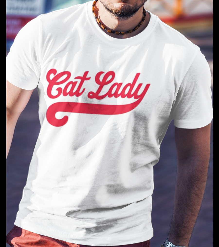 Cincinnati Reds Cat Lady Baseball Script Red T-Shirt