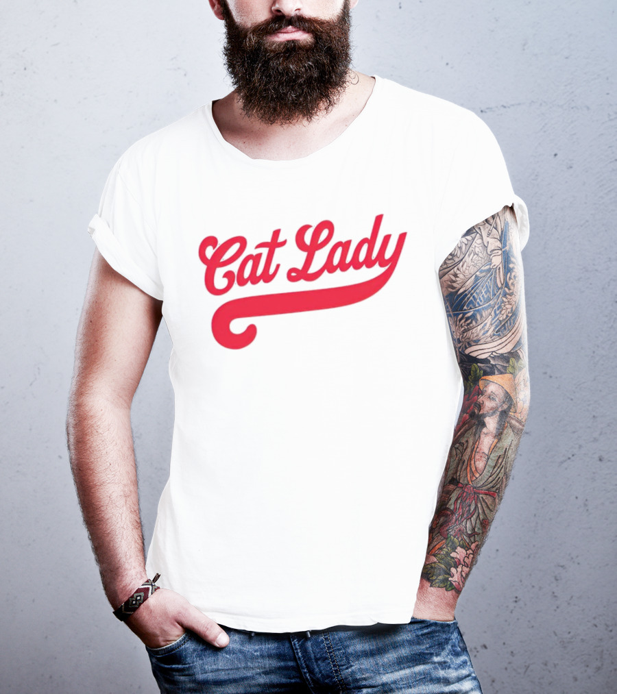 Cincinnati Reds Cat Lady Baseball Script Red T-Shirt