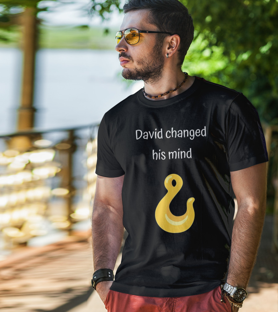 David Changed His Mind Hook Emoji Novelty Text T-Shirt