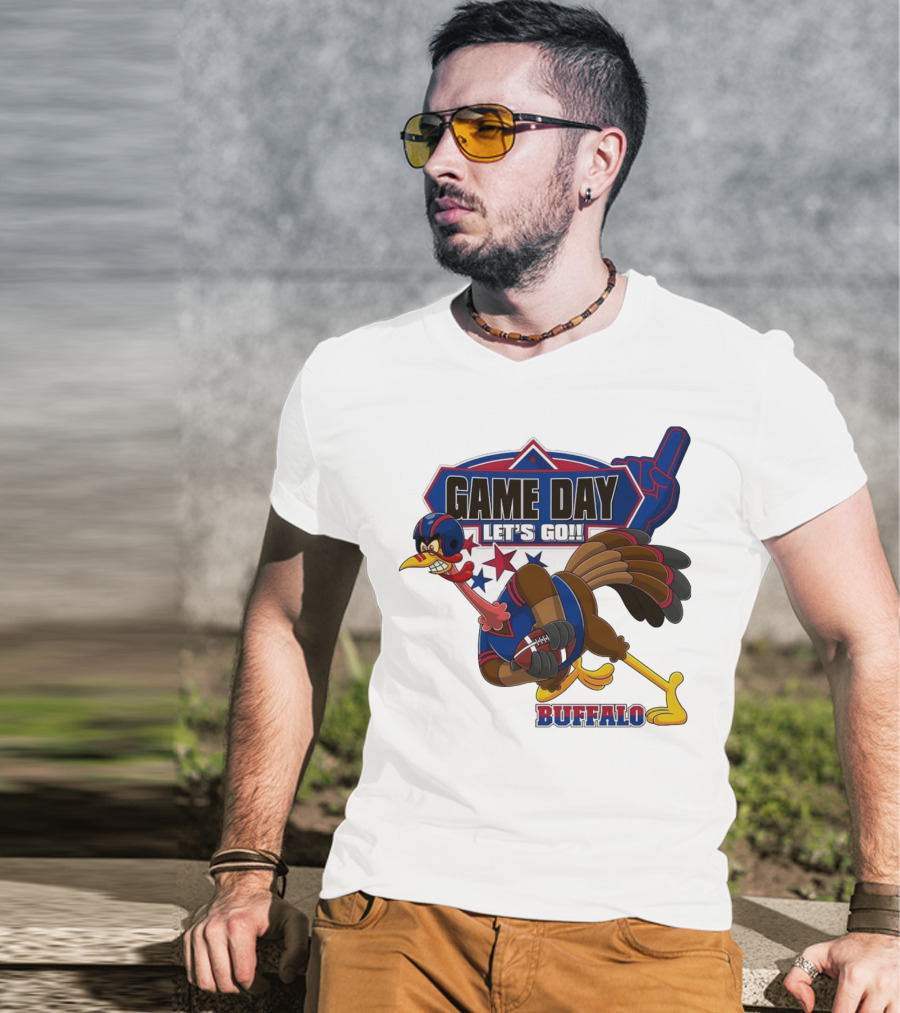 Game Day Let's Go Buffalo Football Turkey Mascot T-Shirt