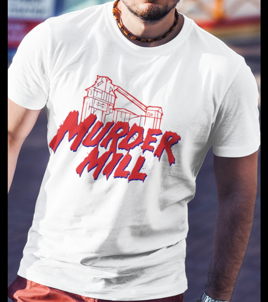 Murder Mill Haunted House Distressed Typography Iconic Building T-Shirt