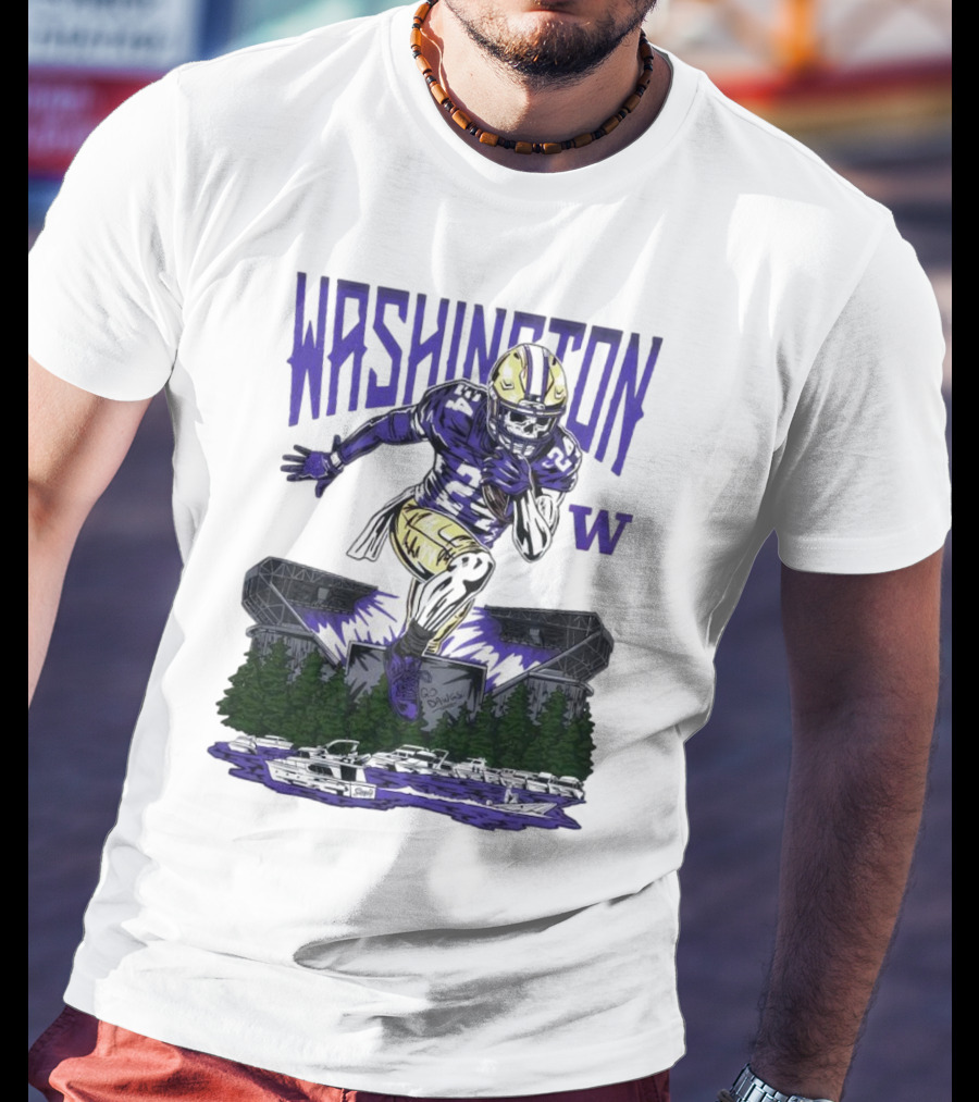 Washington Huskies Dawg Dash Immortal Football Stadium And Boats T-Shirt