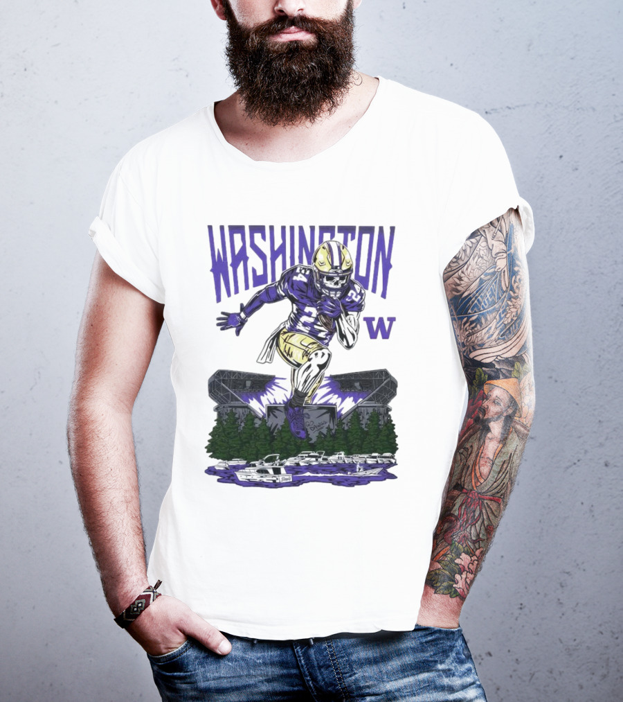 Washington Huskies Dawg Dash Immortal Football Stadium And Boats T-Shirt