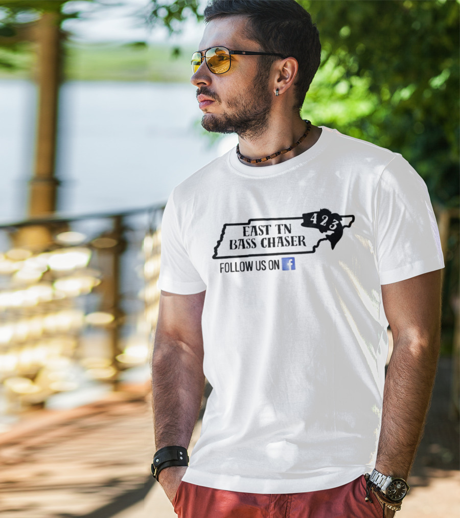 East TN Bass Chaser 423 Follow Us On Facebook T-Shirt