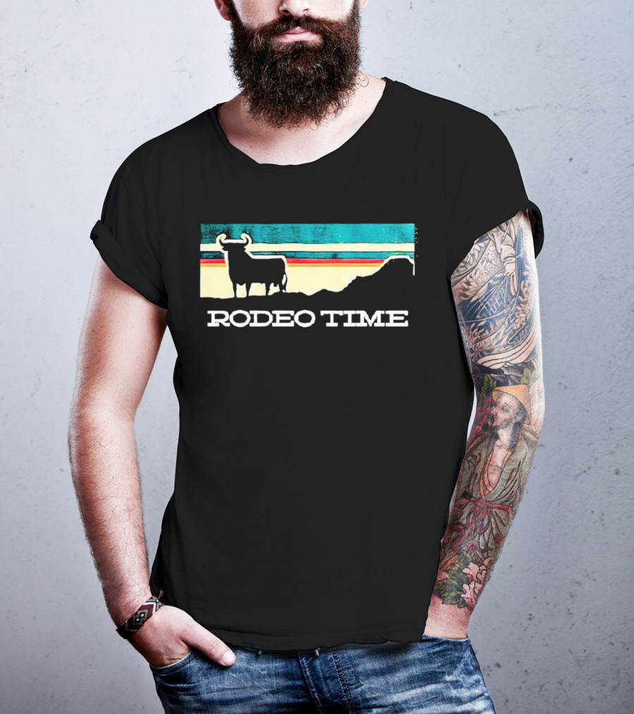 Rodeo Time Buffalo Silhouette Striped Sunset T-Shirt
