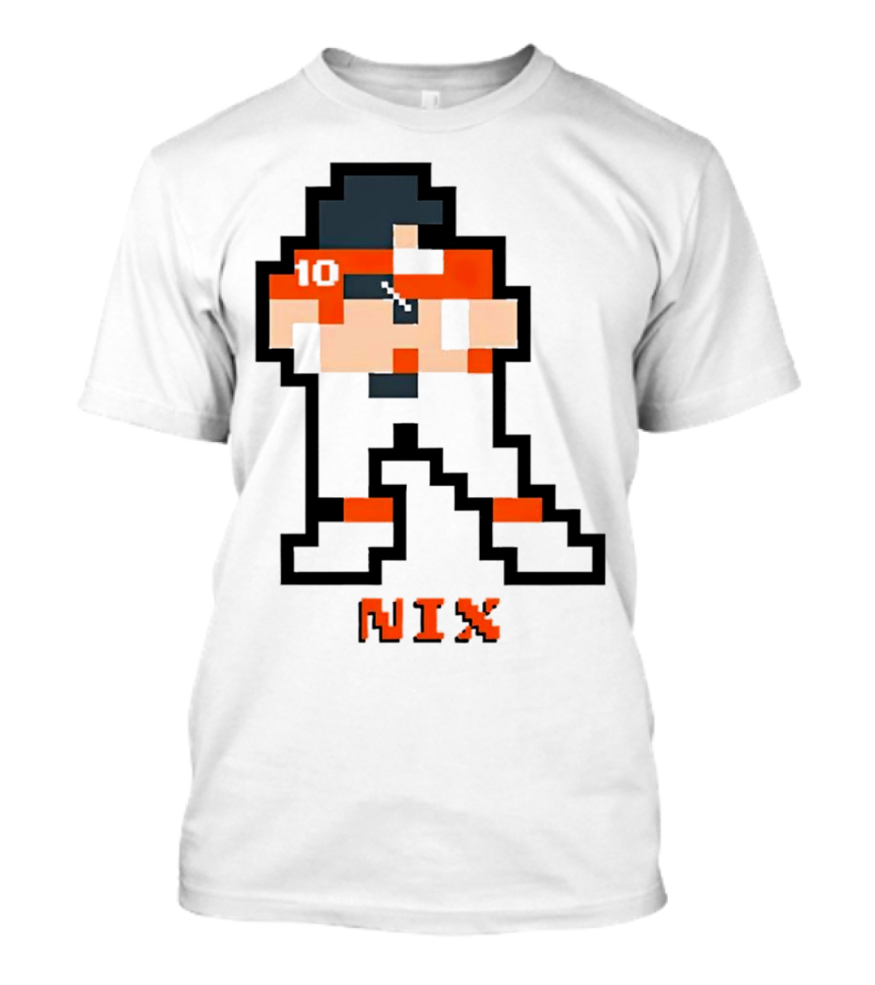 Bo Nix 8-Bit Pixel Art 10 Block Figure T-Shirt