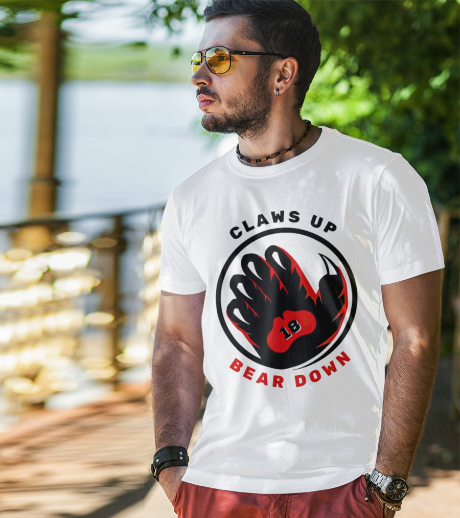 Claws Up Bear Down 18 Caleb Williams Chicago Bears T-Shirt