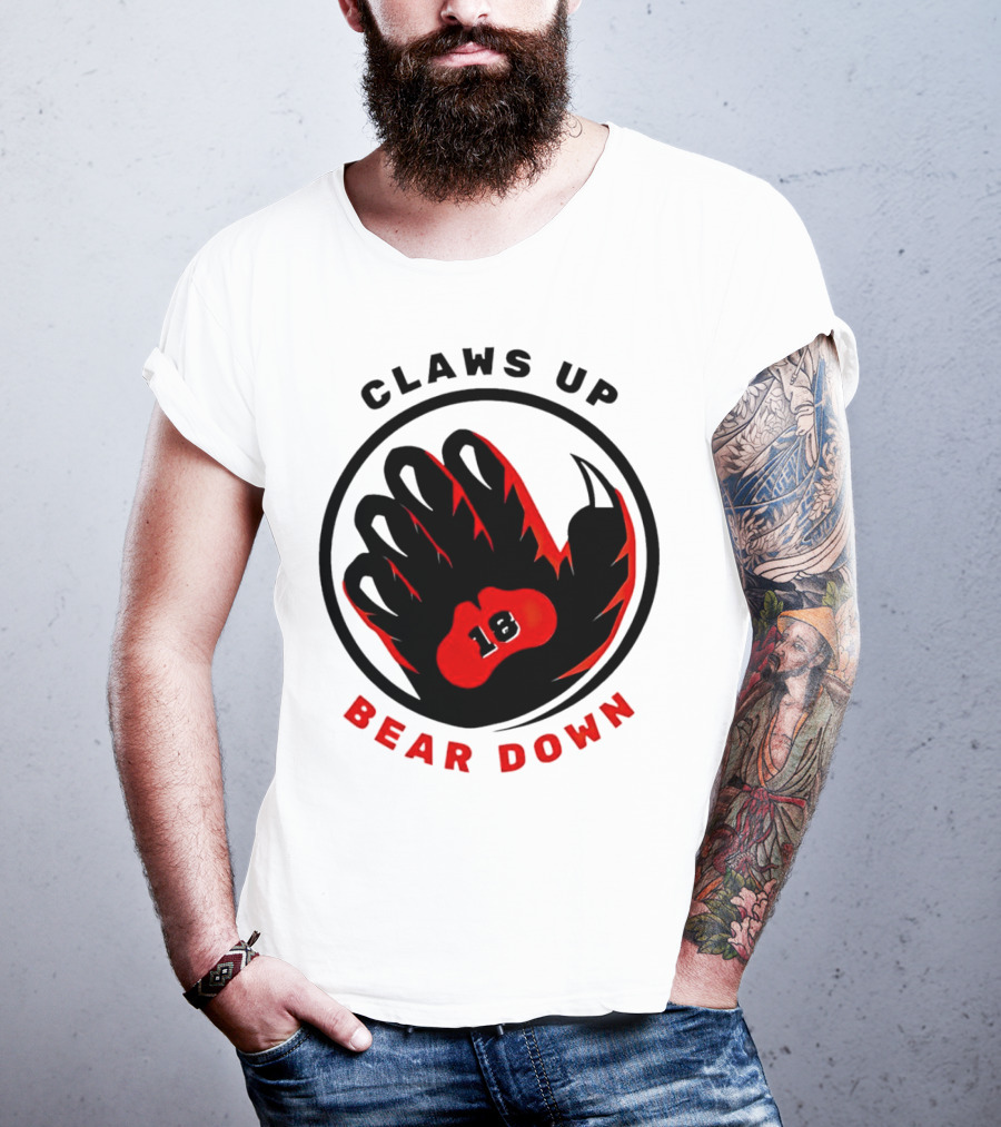 Claws Up Bear Down 18 Caleb Williams Chicago Bears T-Shirt