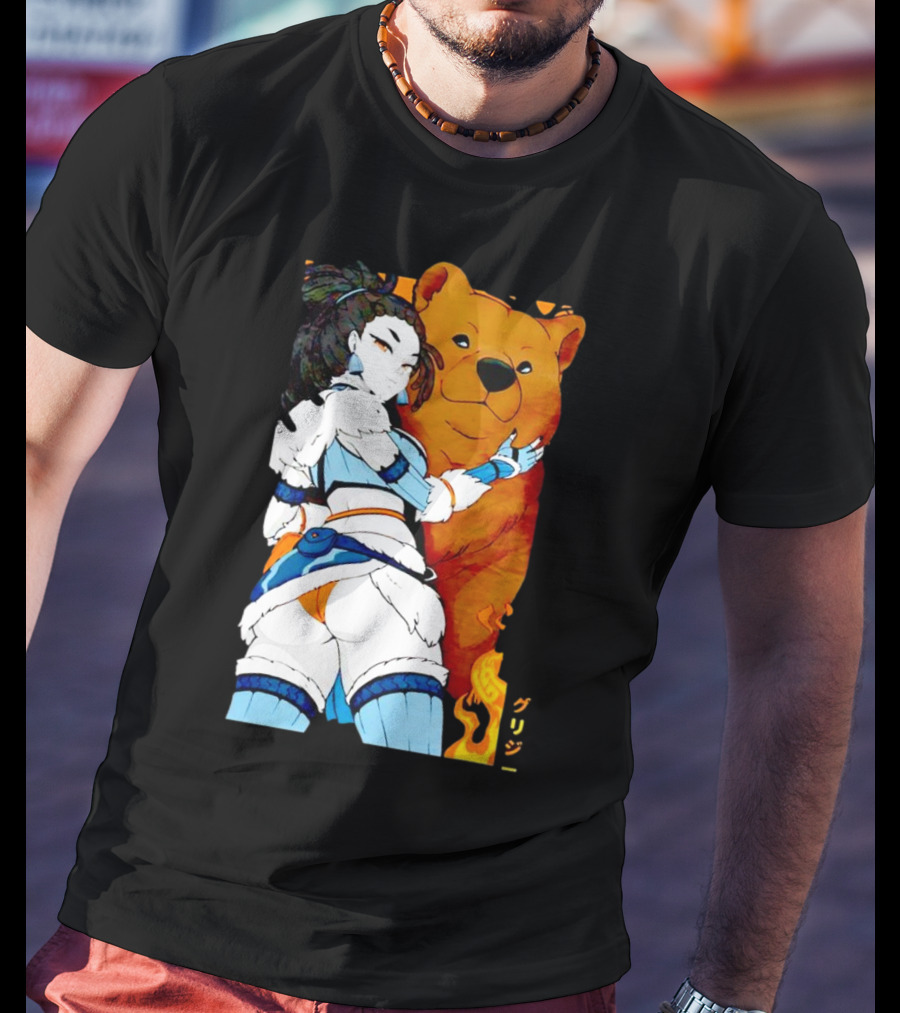 Grizzy X Gsupps Waifu Collab Anime Bear Fire T-Shirt