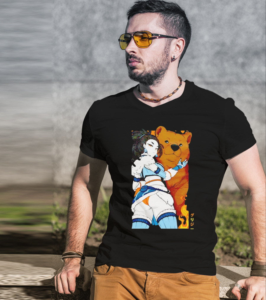 Grizzy X Gsupps Waifu Collab Anime Bear Fire T-Shirt