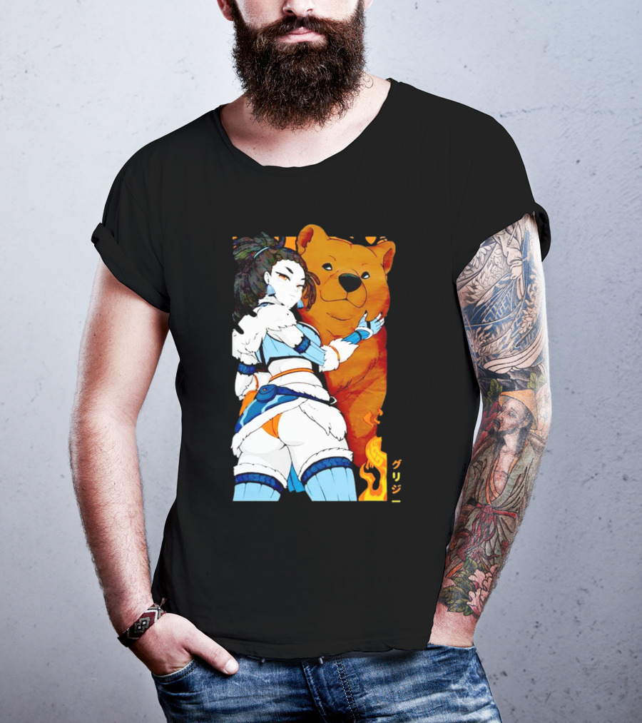 Grizzy X Gsupps Waifu Collab Anime Bear Fire T-Shirt