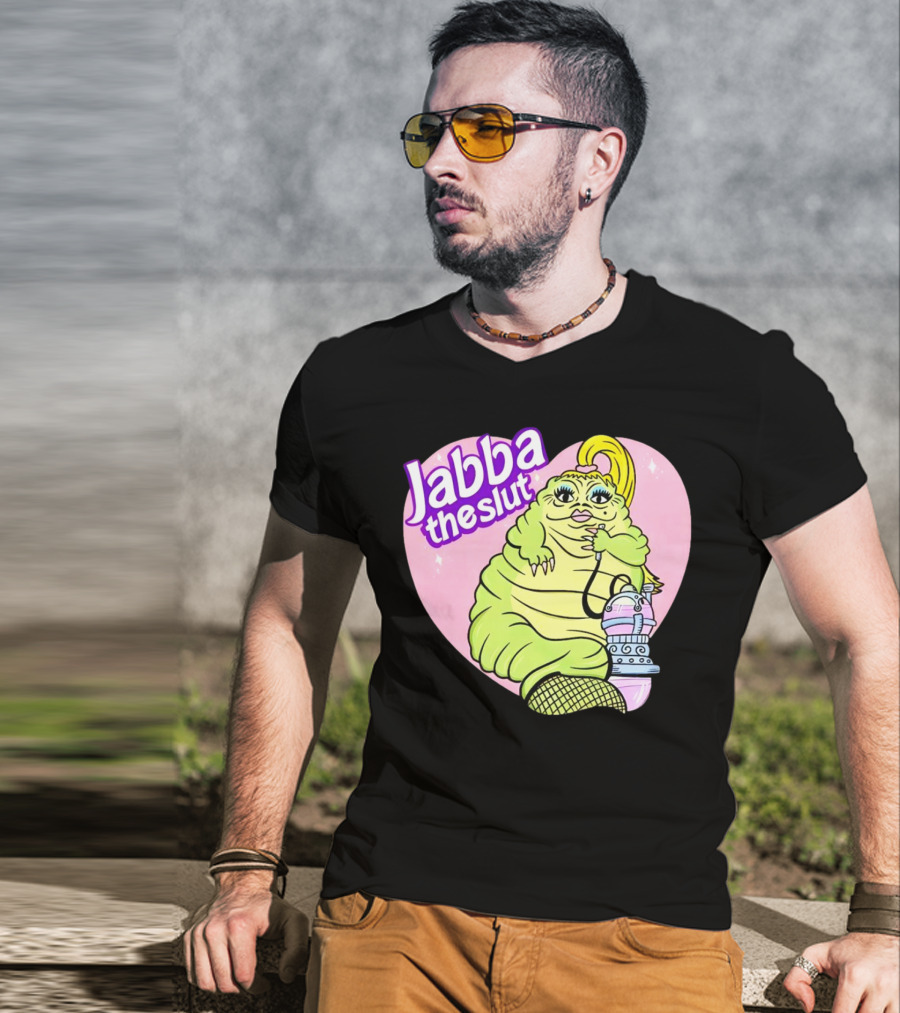 Jabba The Slut Parody Pink Heart Background T-Shirt