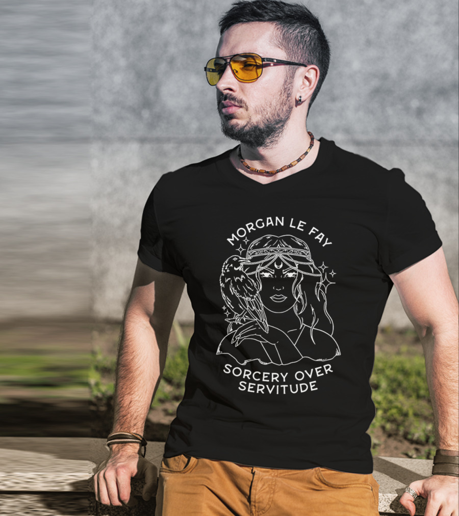 Morgan Le Fay Sorcery Over Servitude And Mystical Raven Companion T-Shirt