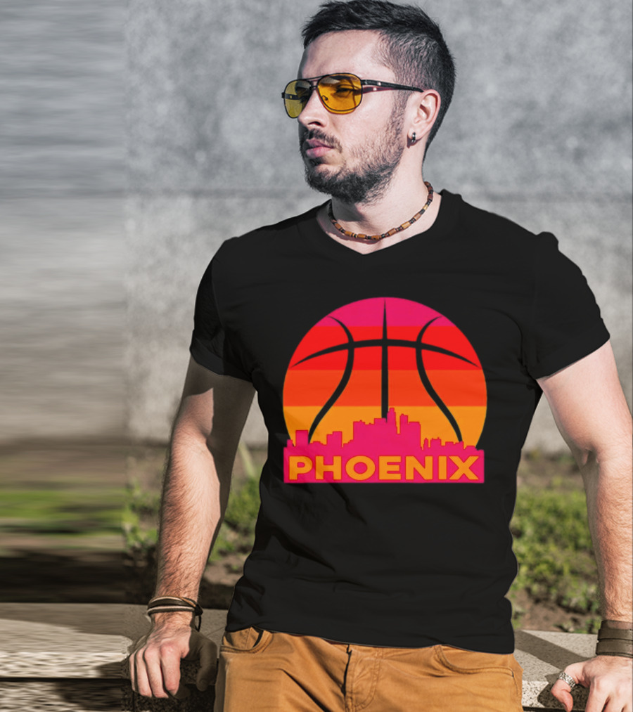 Phoenix Suns Sunset Basketball Skyline T-Shirt
