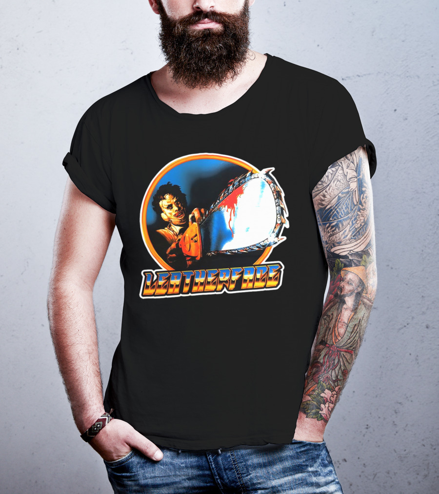 Texas Chainsaw Massacre Leatherface Vintage Horror Chrome Chainsaw T-Shirt