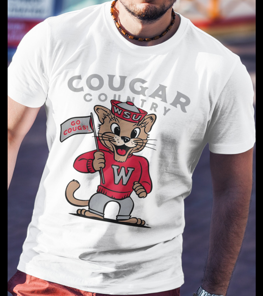 WSU Cougar Football Cougar Country Go Cougs Mascot T-Shirt