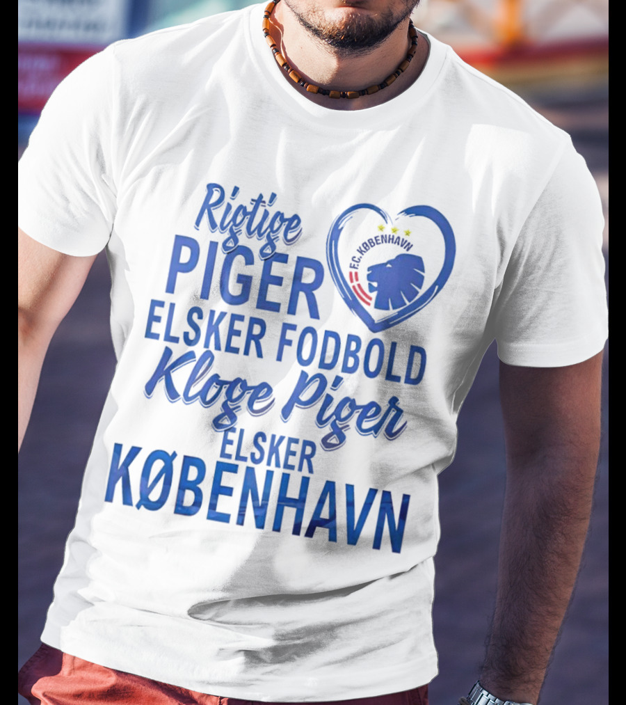 Rigtige Piger Elsker Fodbold Kloge Piger Elsker København FC T-Shirt
