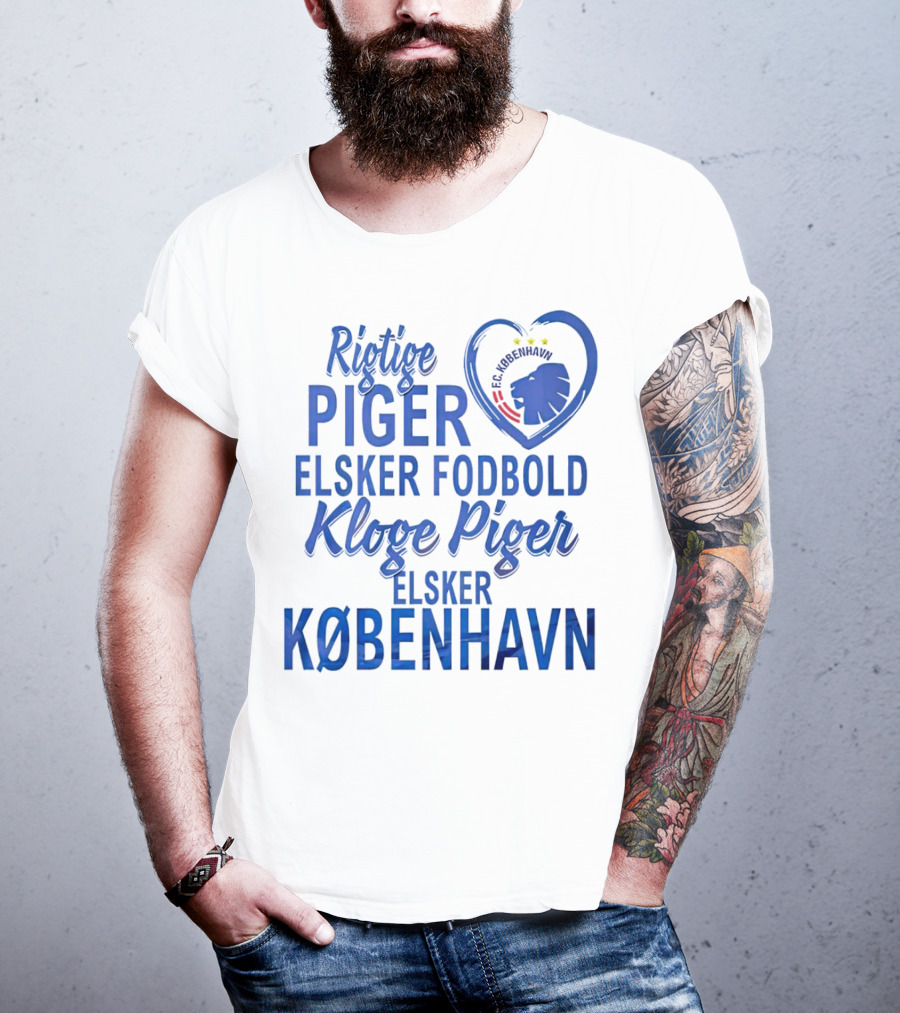 Rigtige Piger Elsker Fodbold Kloge Piger Elsker København FC T-Shirt