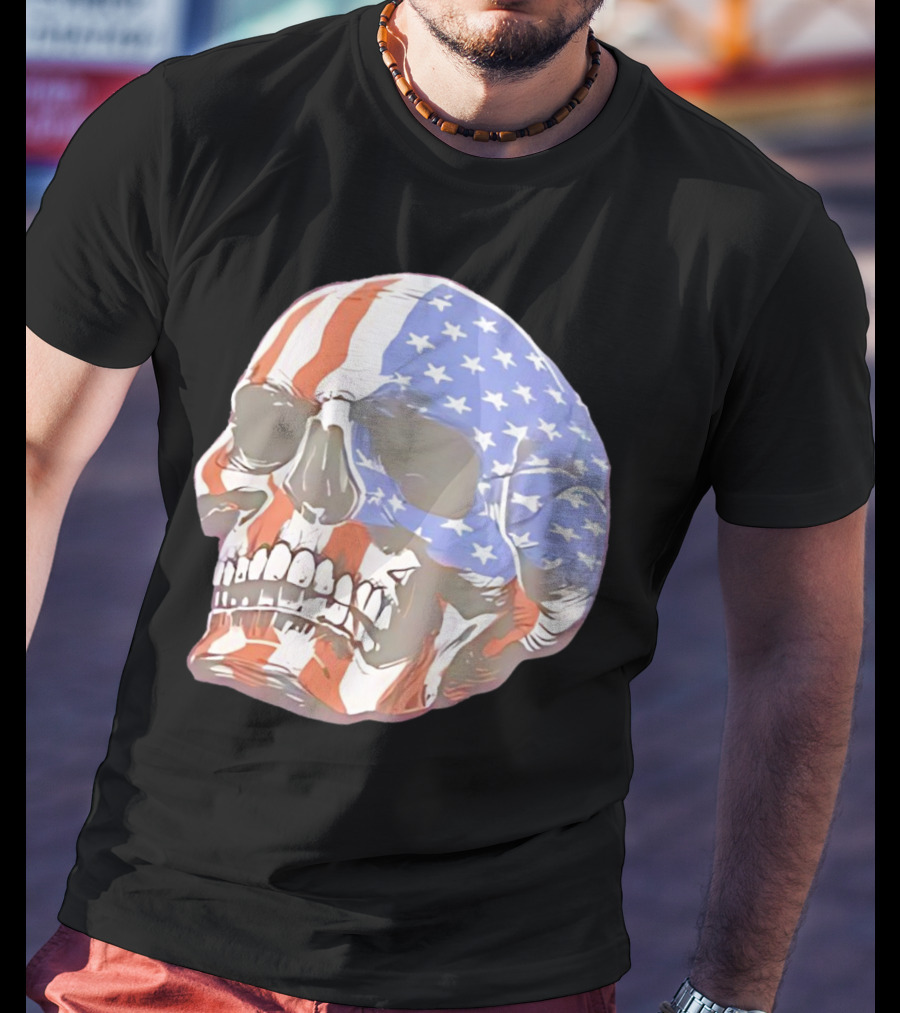 Skull With American Flag T-Shirt